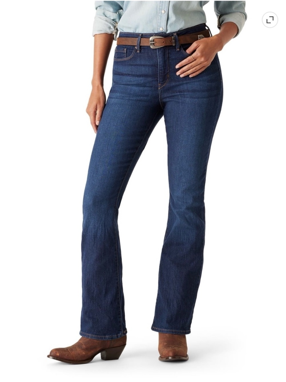 Women's Plus Mid Rise Boot Cut Jeans in Dark Blue Wash